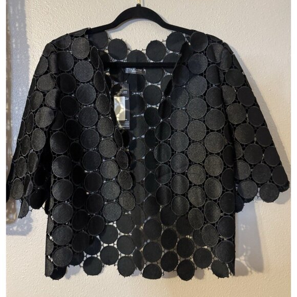 Anthropologie Iren Klairie Black Lace Jacket Top 36 US 4 Cut Out Circles NWT - Picture 13 of 13
